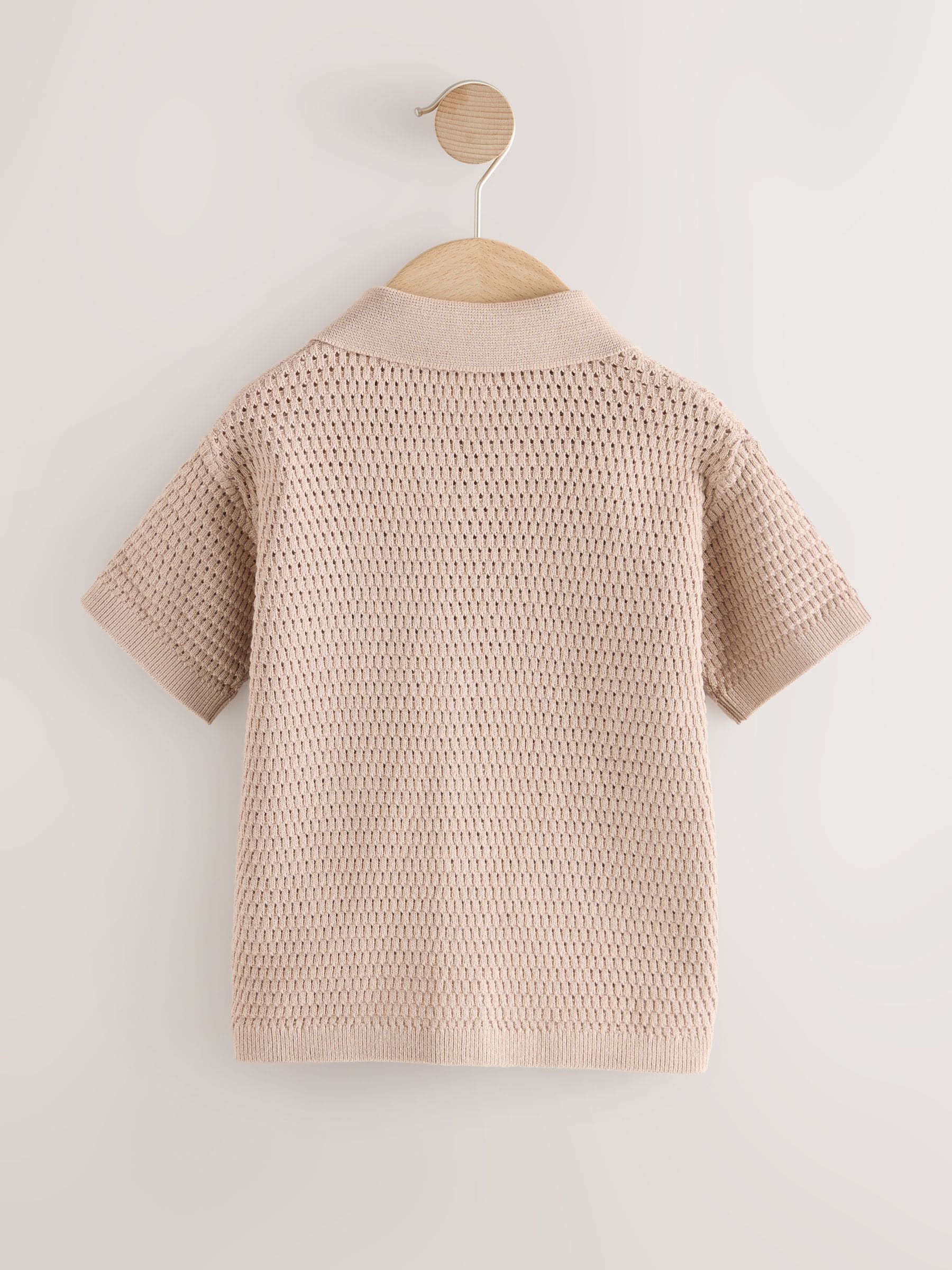Dsiney Kidz - Neutral Palms Textured Revere Collar Short Sleeve Knitted Polo Shirt (3mths-7yrs) image 2