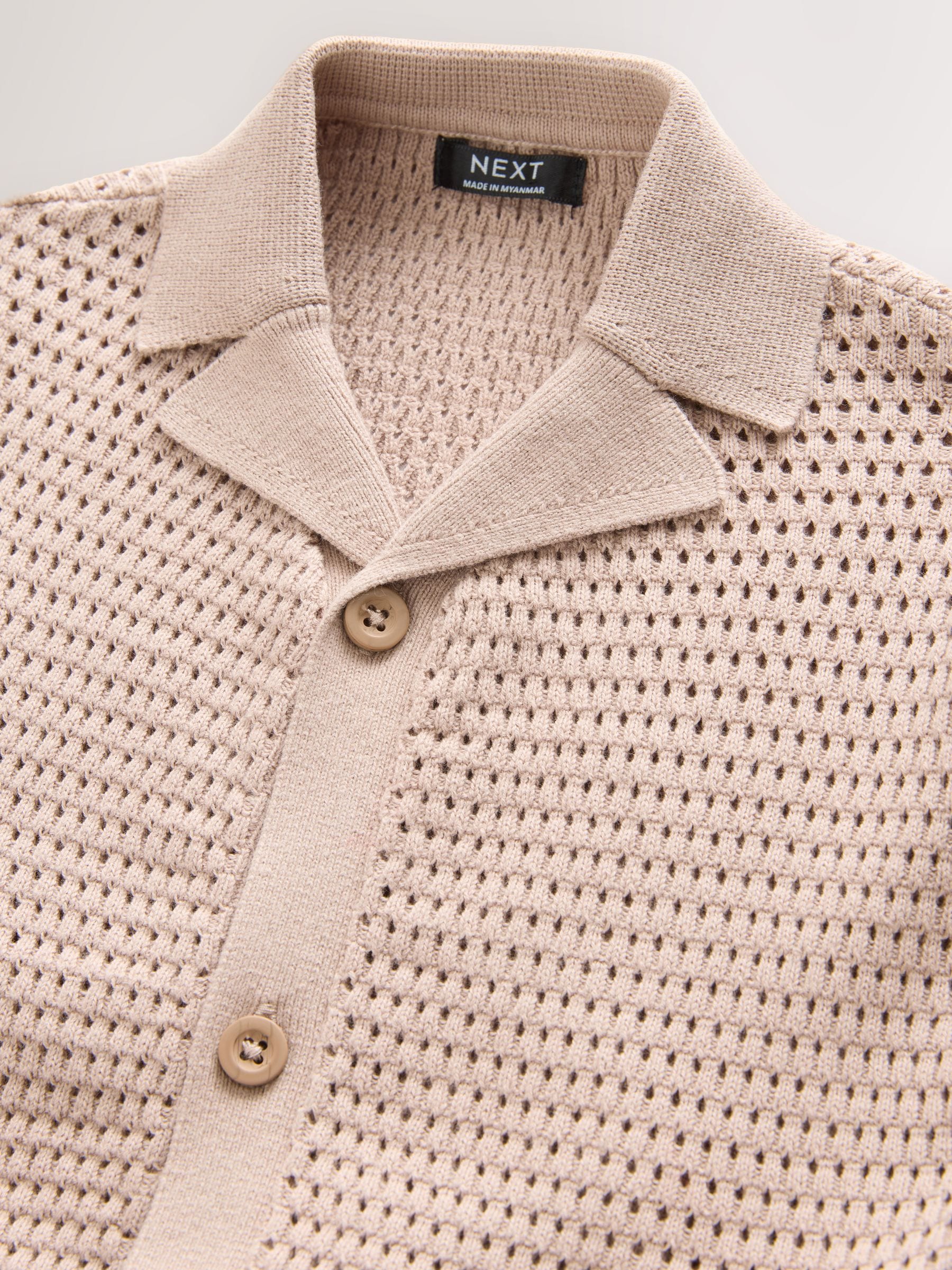 Dsiney Kidz - Neutral Palms Textured Revere Collar Short Sleeve Knitted Polo Shirt (3mths-7yrs) image 3