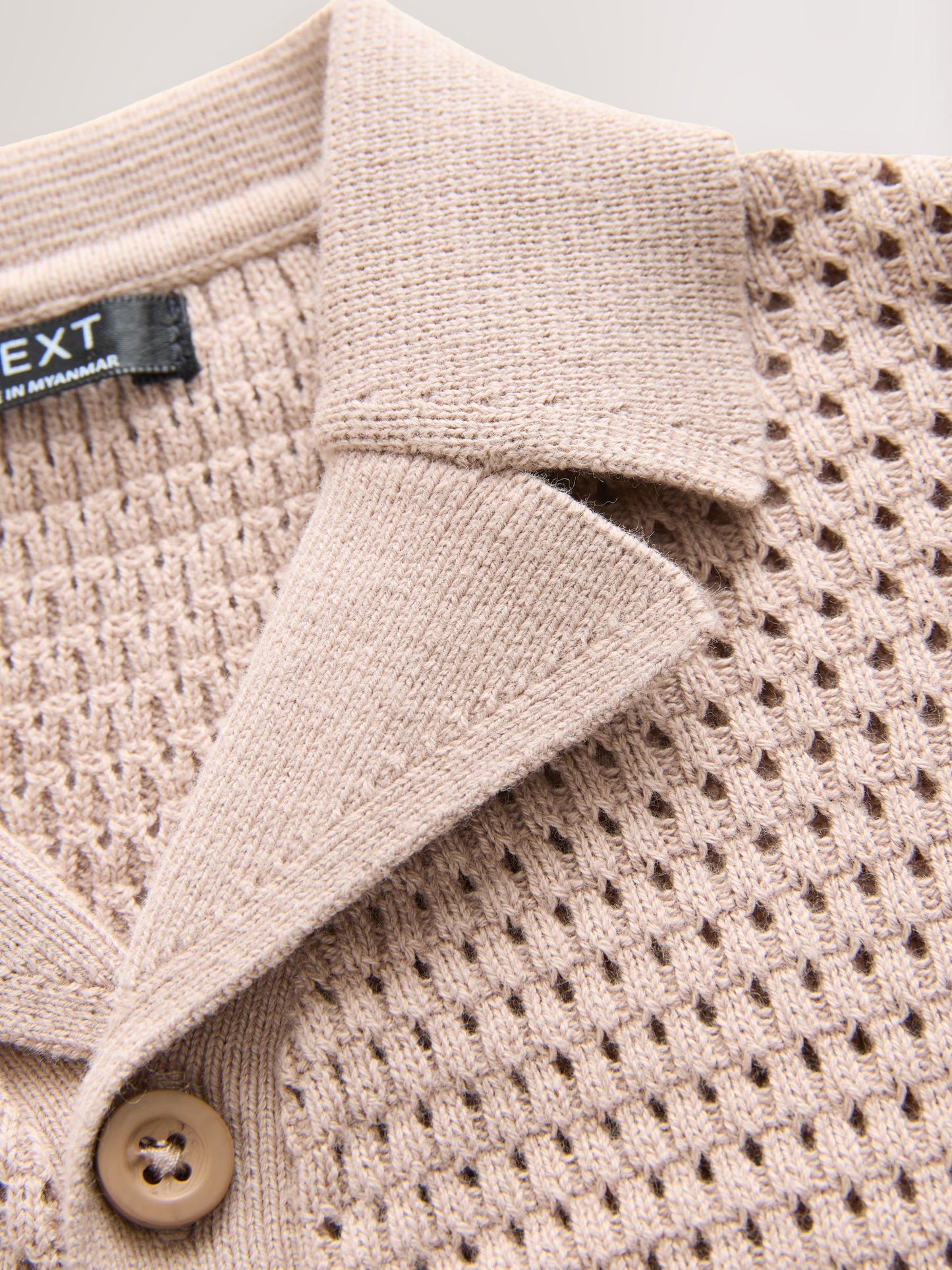 Dsiney Kidz - Neutral Palms Textured Revere Collar Short Sleeve Knitted Polo Shirt (3mths-7yrs) image 5