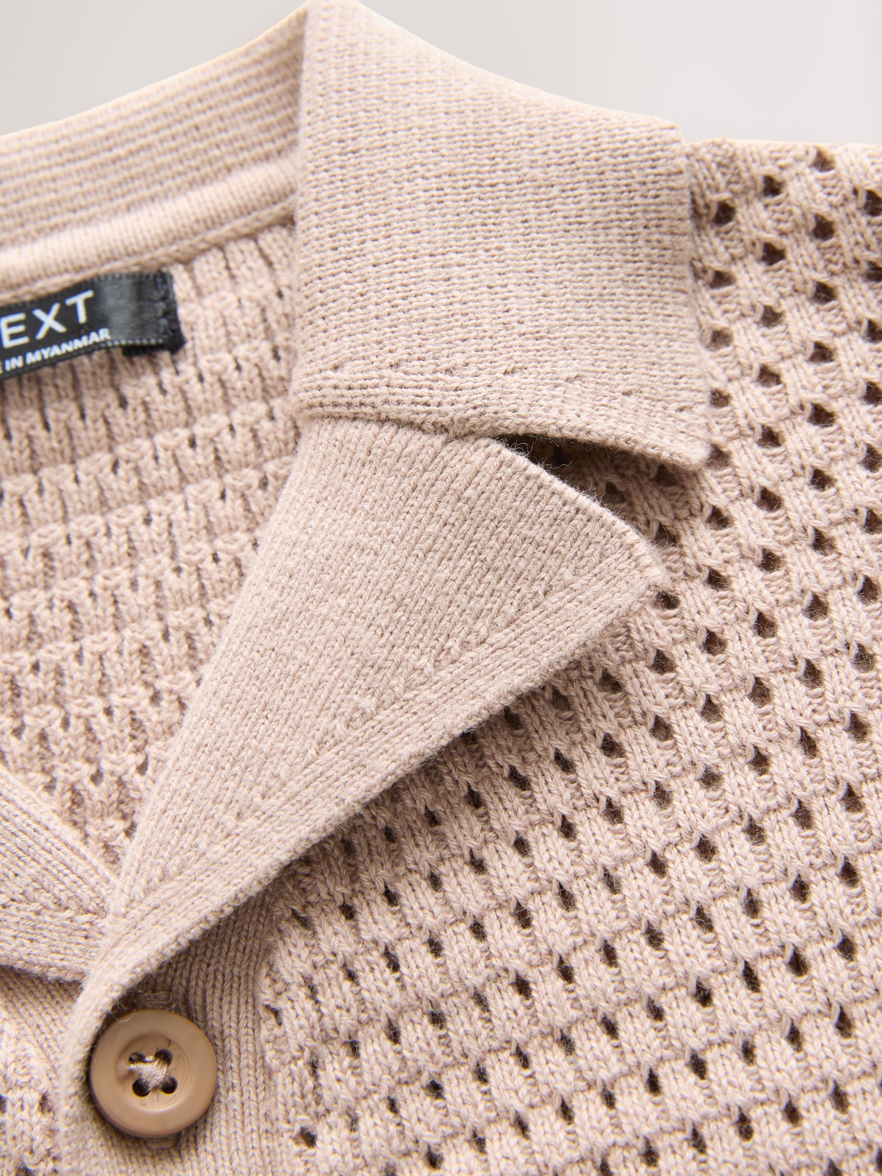 Dsiney Kidz - Neutral Palms Textured Revere Collar Short Sleeve Knitted Polo Shirt (3mths-7yrs) image 5