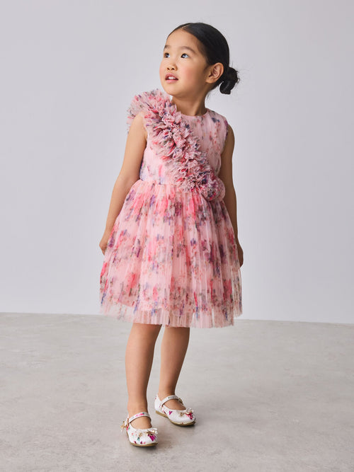 Baker by Ted Baker Crinkle Mesh 3D Ruffle Shoulder Occasion Dress image 1