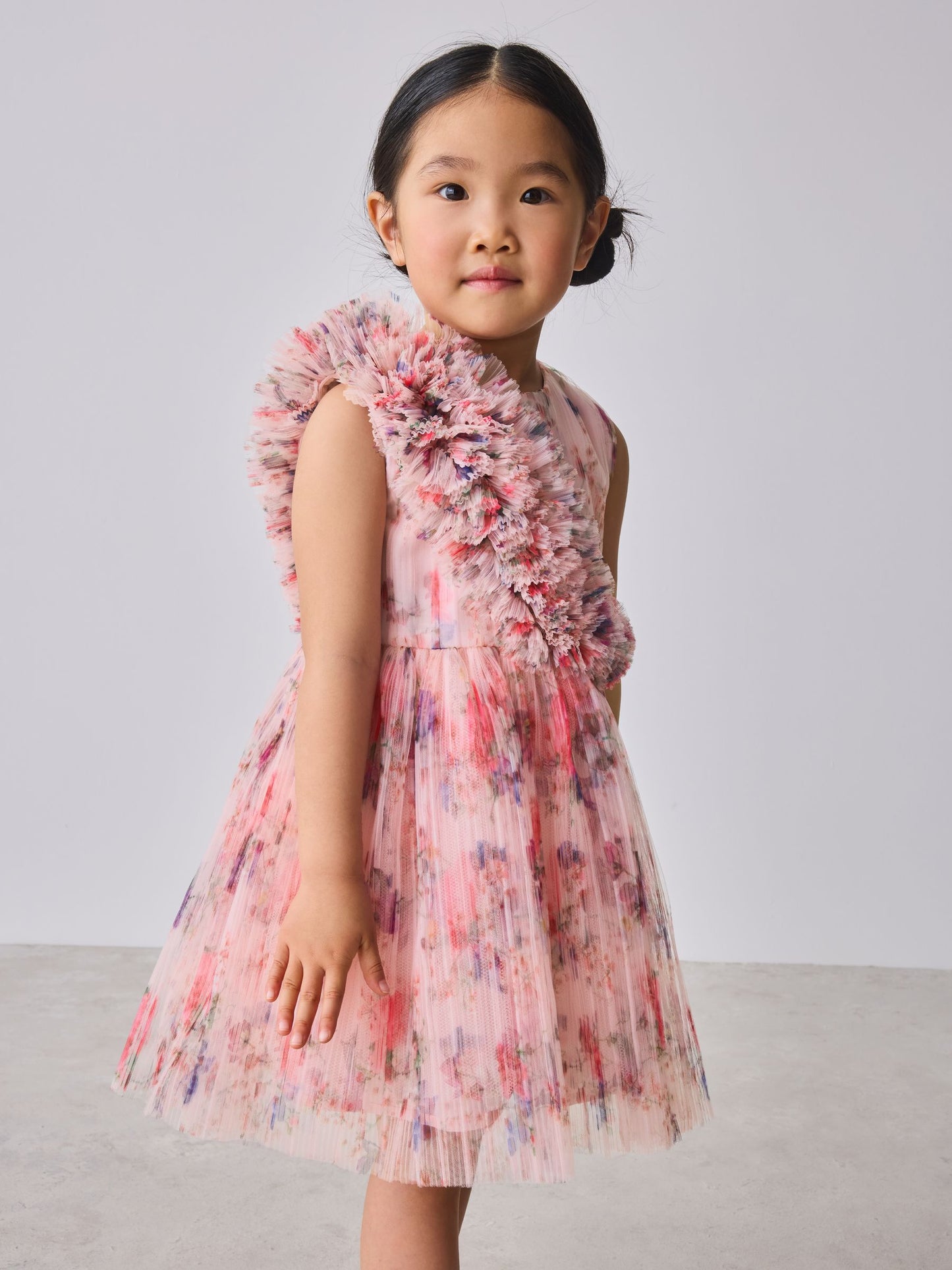 Baker by Ted Baker Crinkle Mesh 3D Ruffle Shoulder Occasion Dress image 3