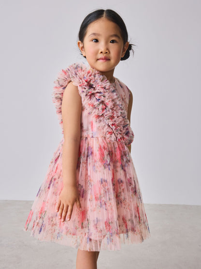 Baker by Ted Baker Crinkle Mesh 3D Ruffle Shoulder Occasion Dress image 3
