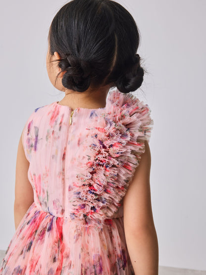 Baker by Ted Baker Crinkle Mesh 3D Ruffle Shoulder Occasion Dress image 5
