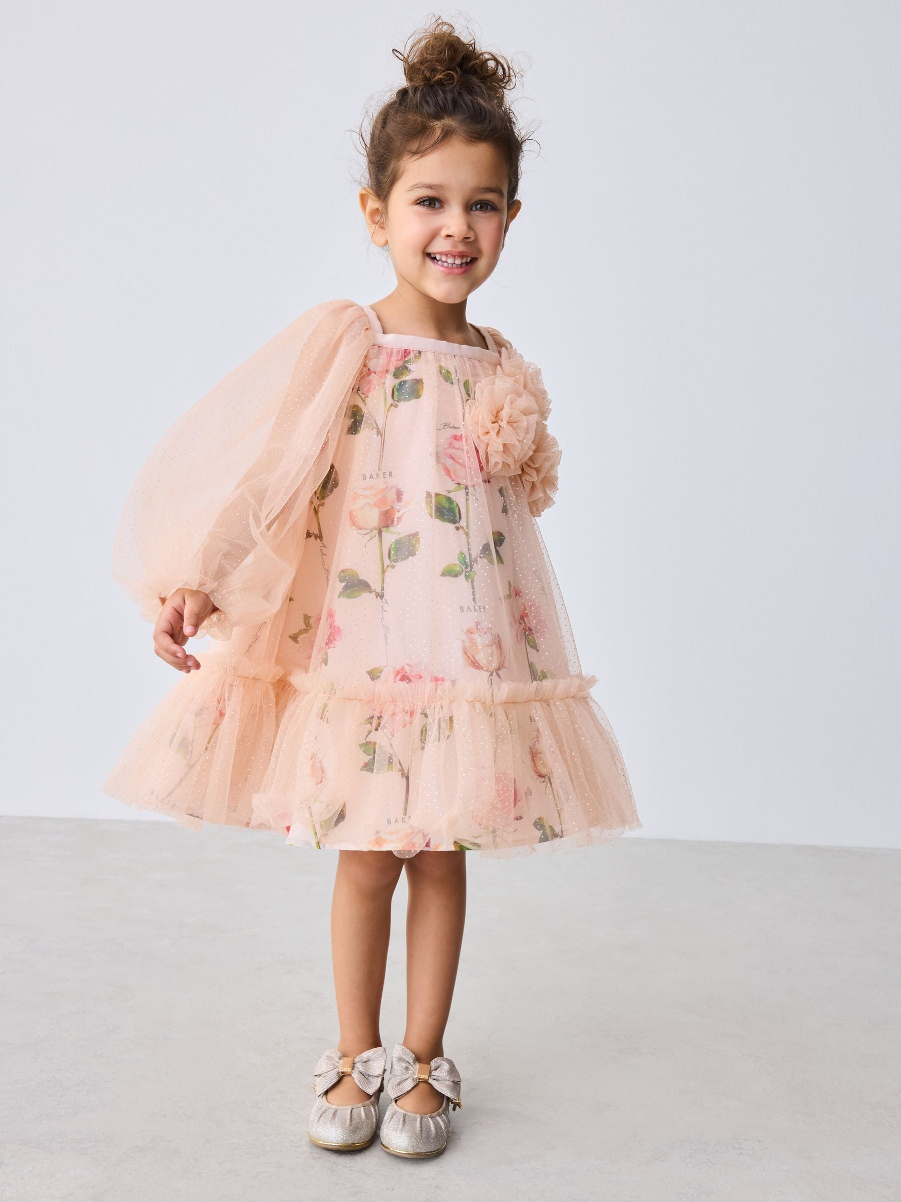 Baker by Ted Baker 3D Corsage Glitter Mesh Overlay Floral Dress image 6