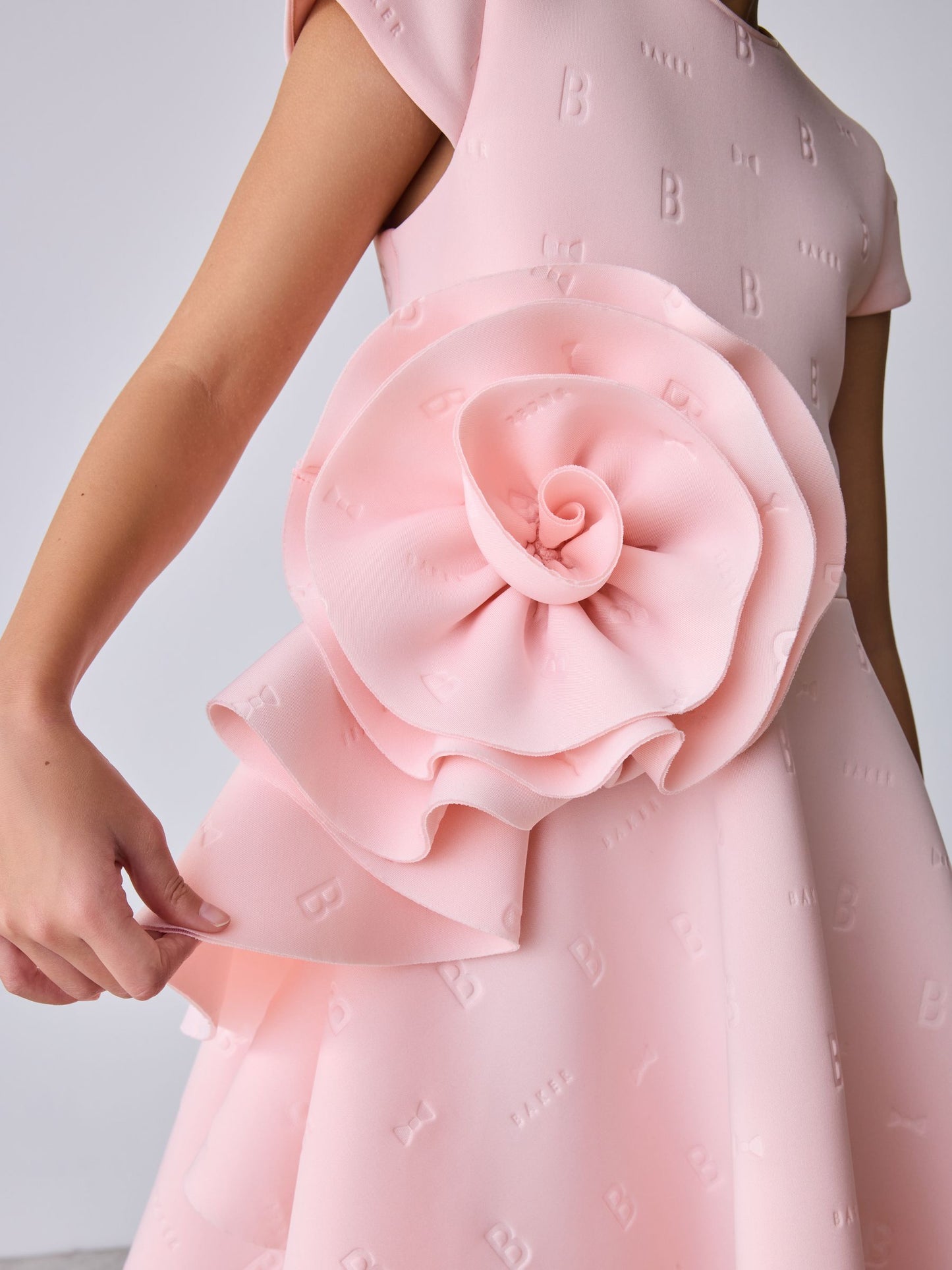 Baker by Ted Baker Pink 3D Corsage Embossed Scuba Dress image 4