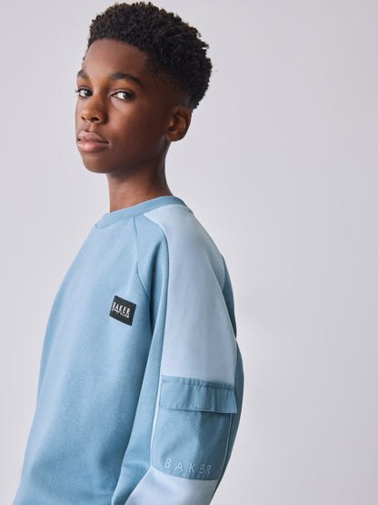 Baker by Ted Baker Oversized Blue Panel Sweatshirt and Jogger Set image 6