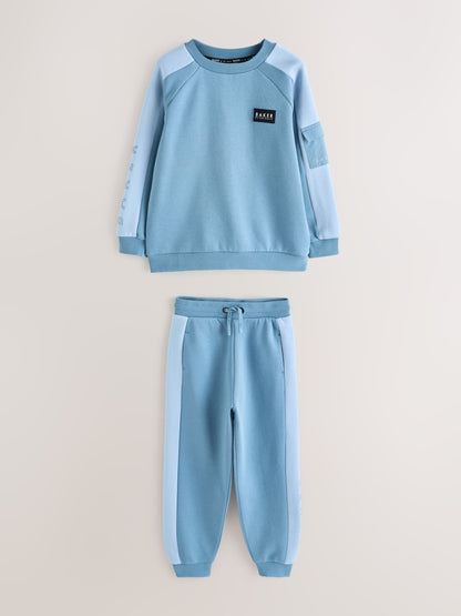 Baker by Ted Baker Oversized Blue Panel Sweatshirt and Jogger Set image 9