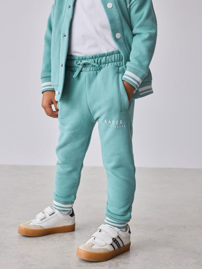 Dsiney Kidz - Baker by Ted Baker Green 3 Piece Varsity Jacket T-Shirt and Joggers Set image 3