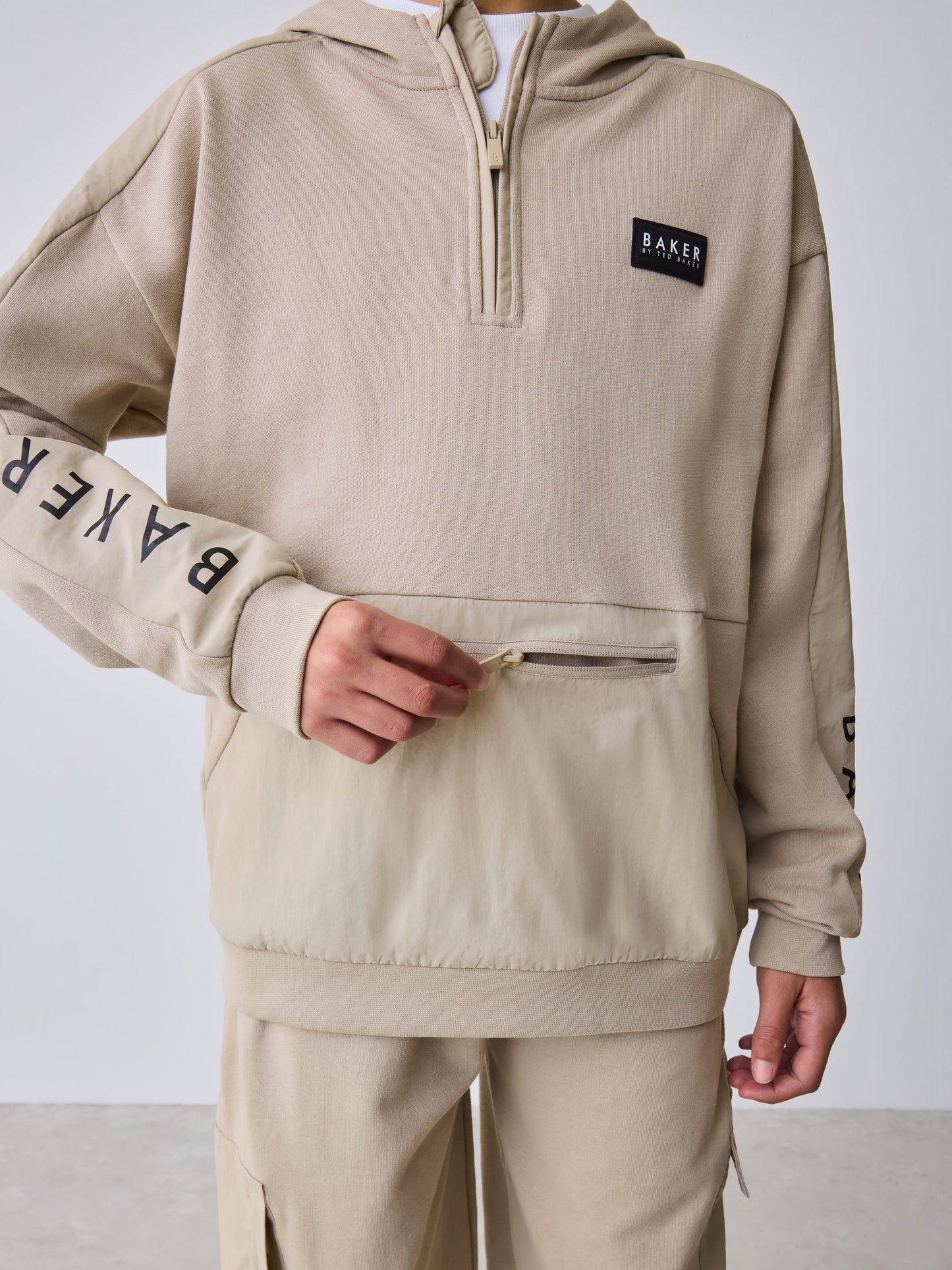 Baker by Ted Baker Stone Funnel Neck Hoodie and Joggers Set image 7