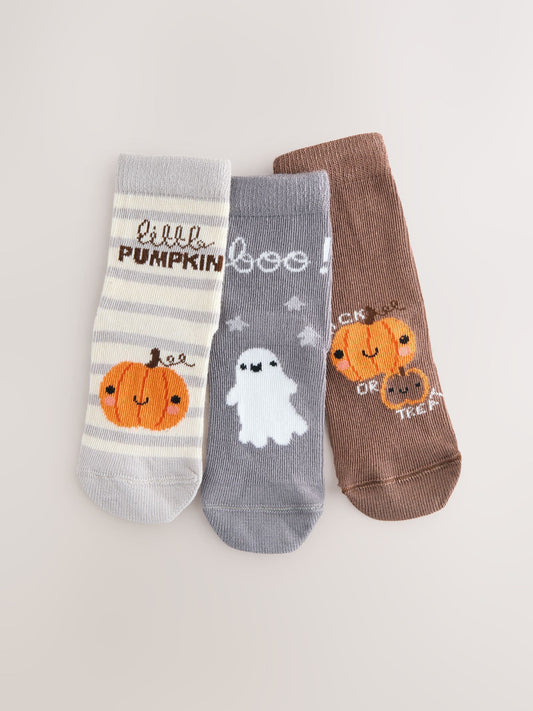 Black/Grey Cotton Rich Halloween Socks 3 Pack image 1