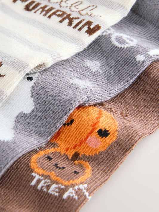 Black/Grey Cotton Rich Halloween Socks 3 Pack image 3