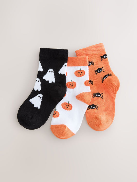Orange/Black Cotton Rich Halloween Socks 3 Pack image 1