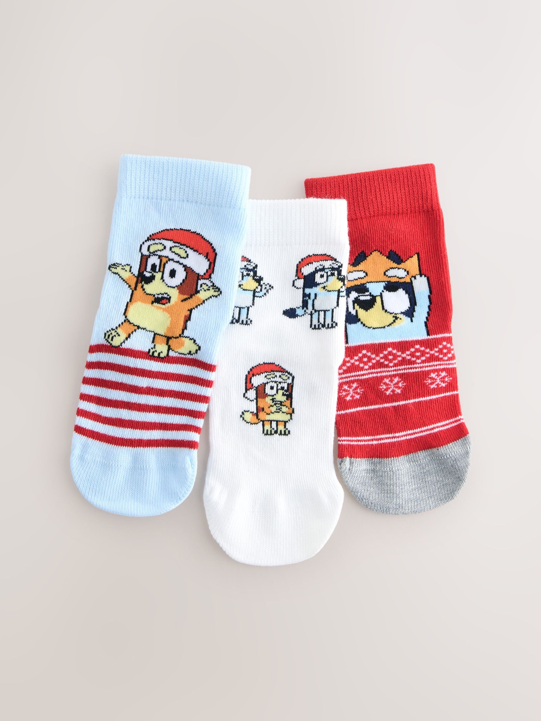 Bluey Christmas License Character Cotton Rich Socks 3 Pack image 1