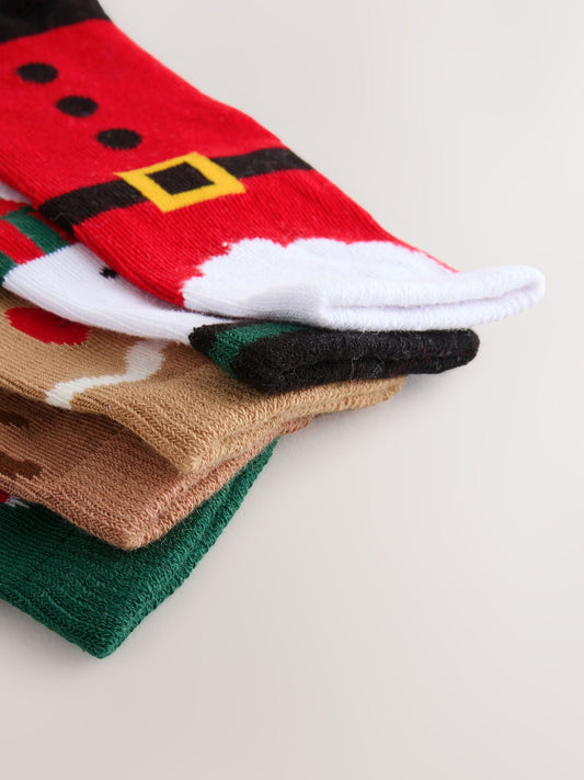 Multi Characters Christmas Cotton Rich Socks 5 Pack image 3