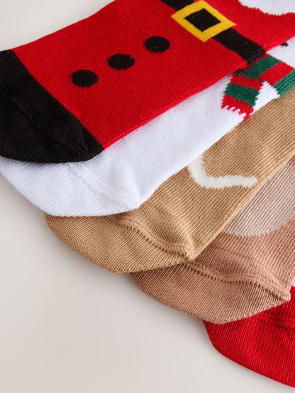 Multi Characters Christmas Cotton Rich Socks 5 Pack