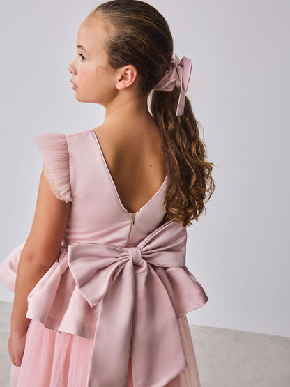 Baker by Ted Baker Satin Bow Back Peplum Tulle Occasion Dress & Scrunchie image 7