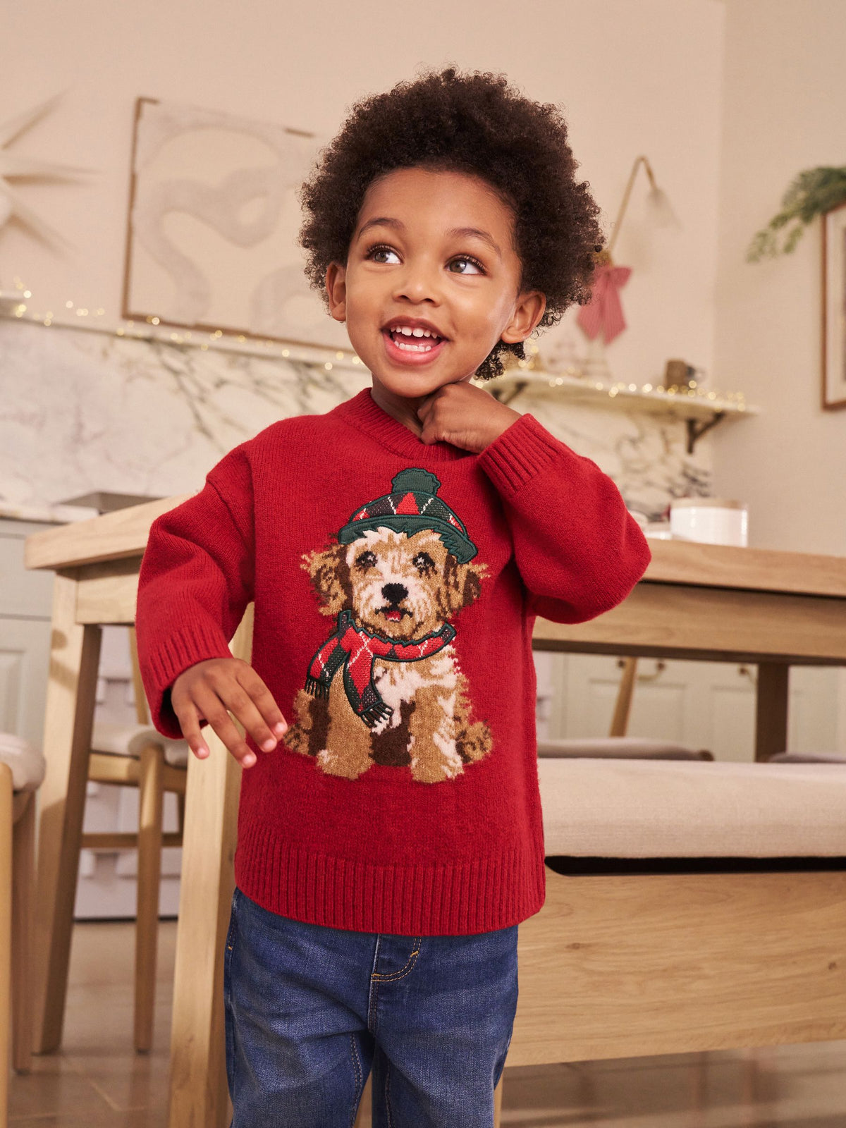 Red Dog Graphic Matching Family Christmas Jumper (3mths-7yrs) - image 1