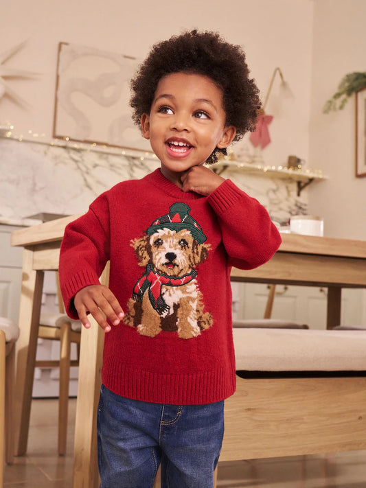 Red Dog Graphic Matching Family Christmas Jumper