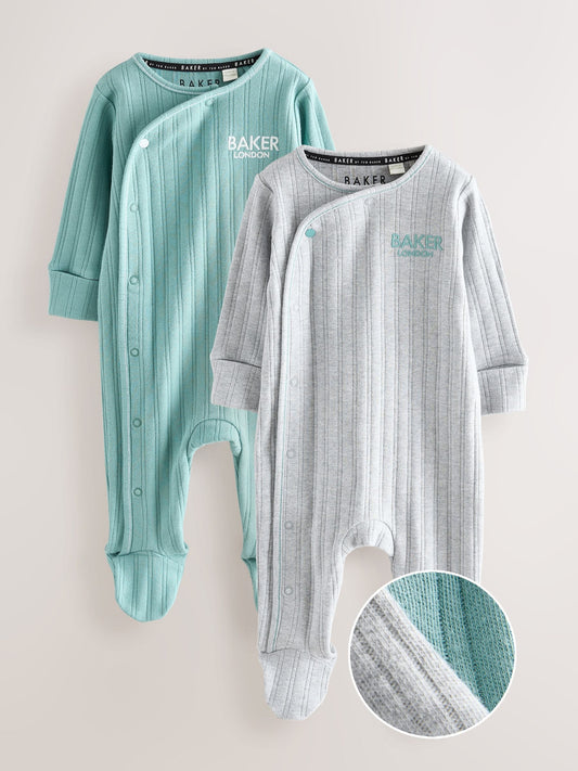 Baker by Ted Baker 2 Pack Textured Sleepsuits