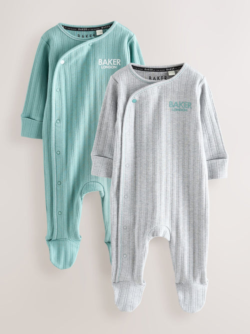 Baker by Ted Baker 2 Pack Textured Sleepsuits image 1