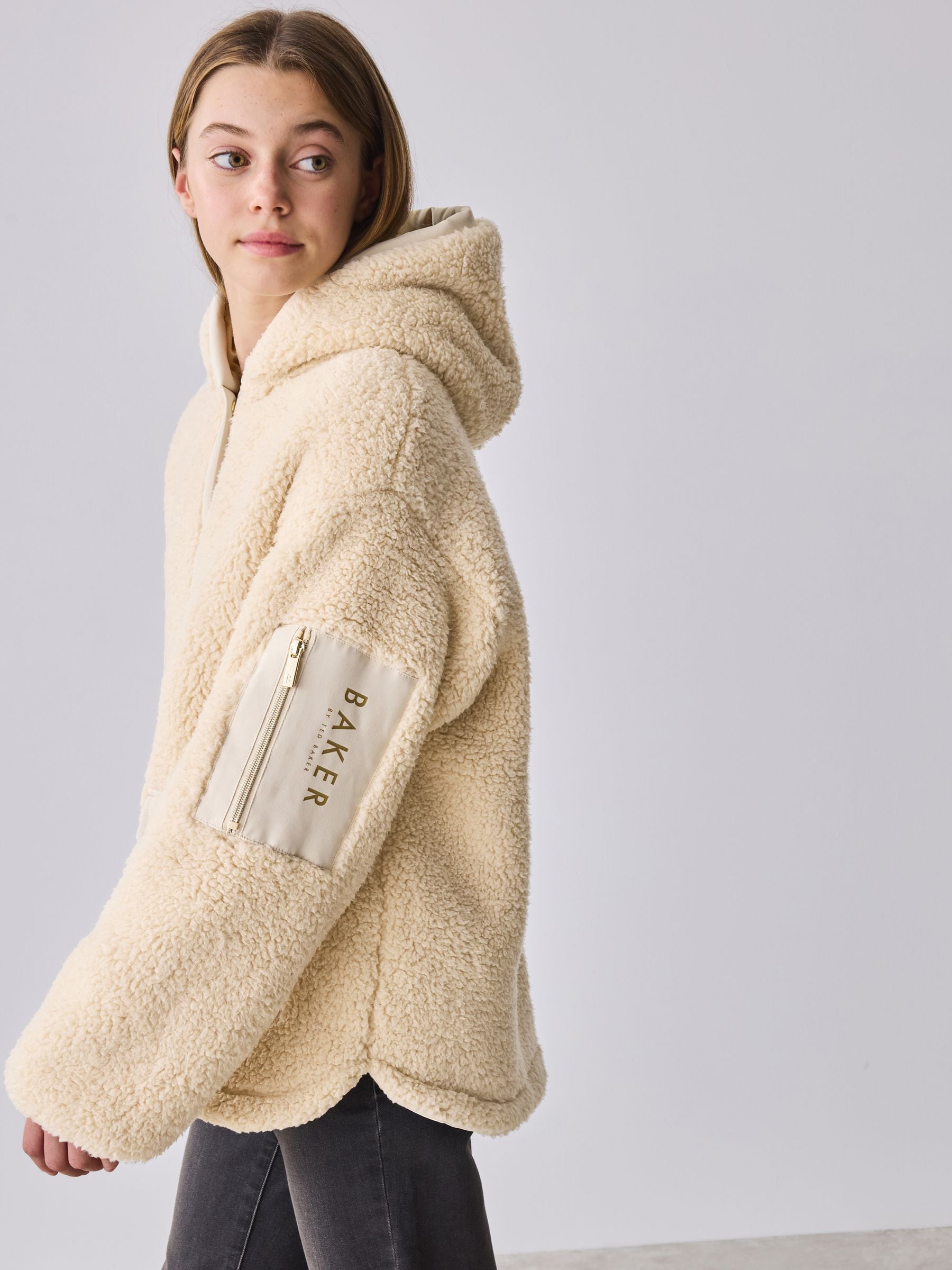 Baker by Ted Baker Zip-Through Hooded Borg Fleece Jacket image 3