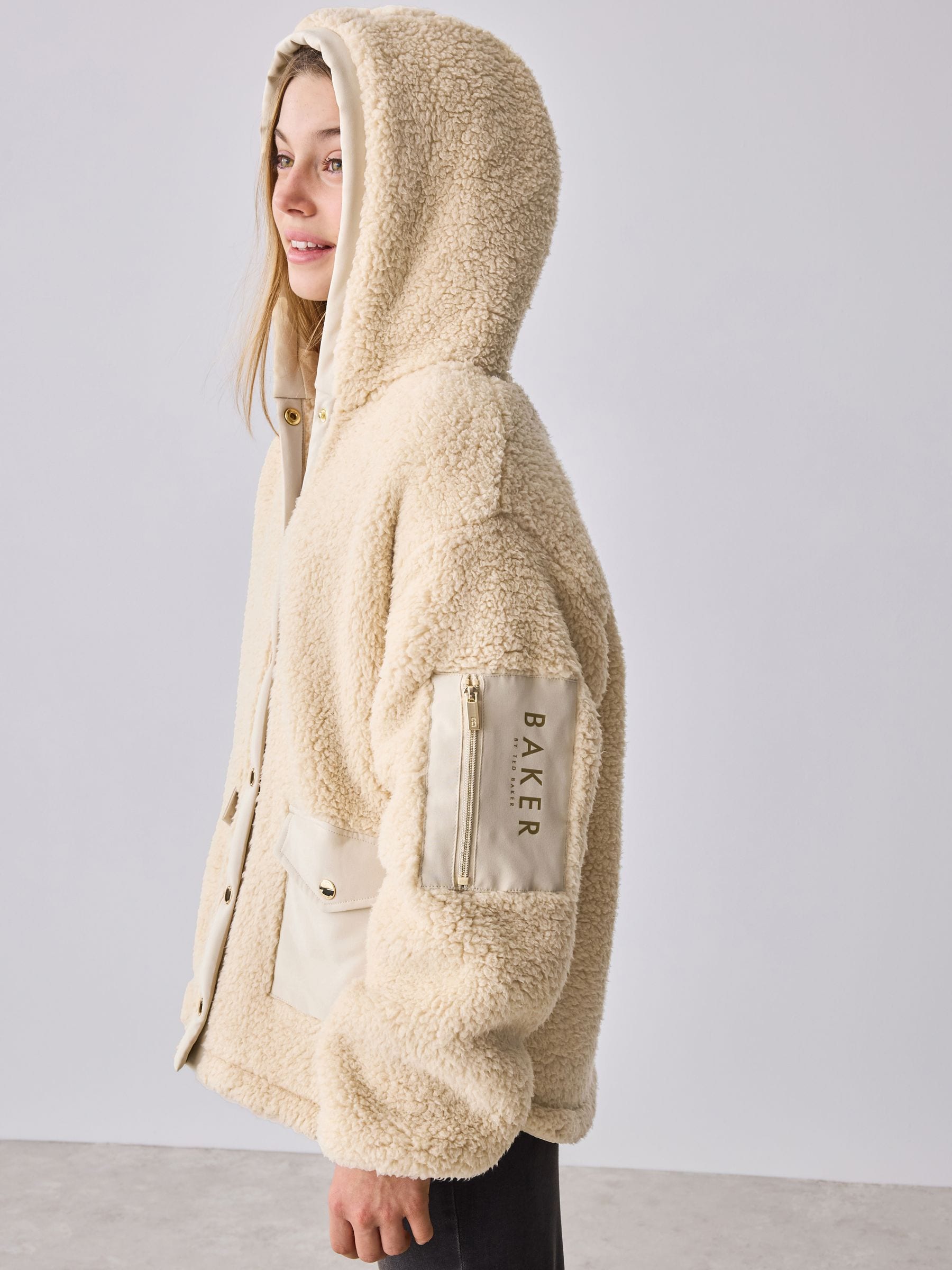 Baker by Ted Baker Zip-Through Hooded Borg Fleece Jacket image 4