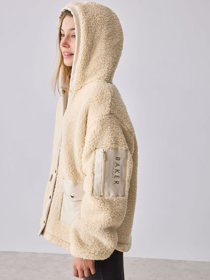 Baker by Ted Baker Zip-Through Hooded Borg Fleece Jacket image 4