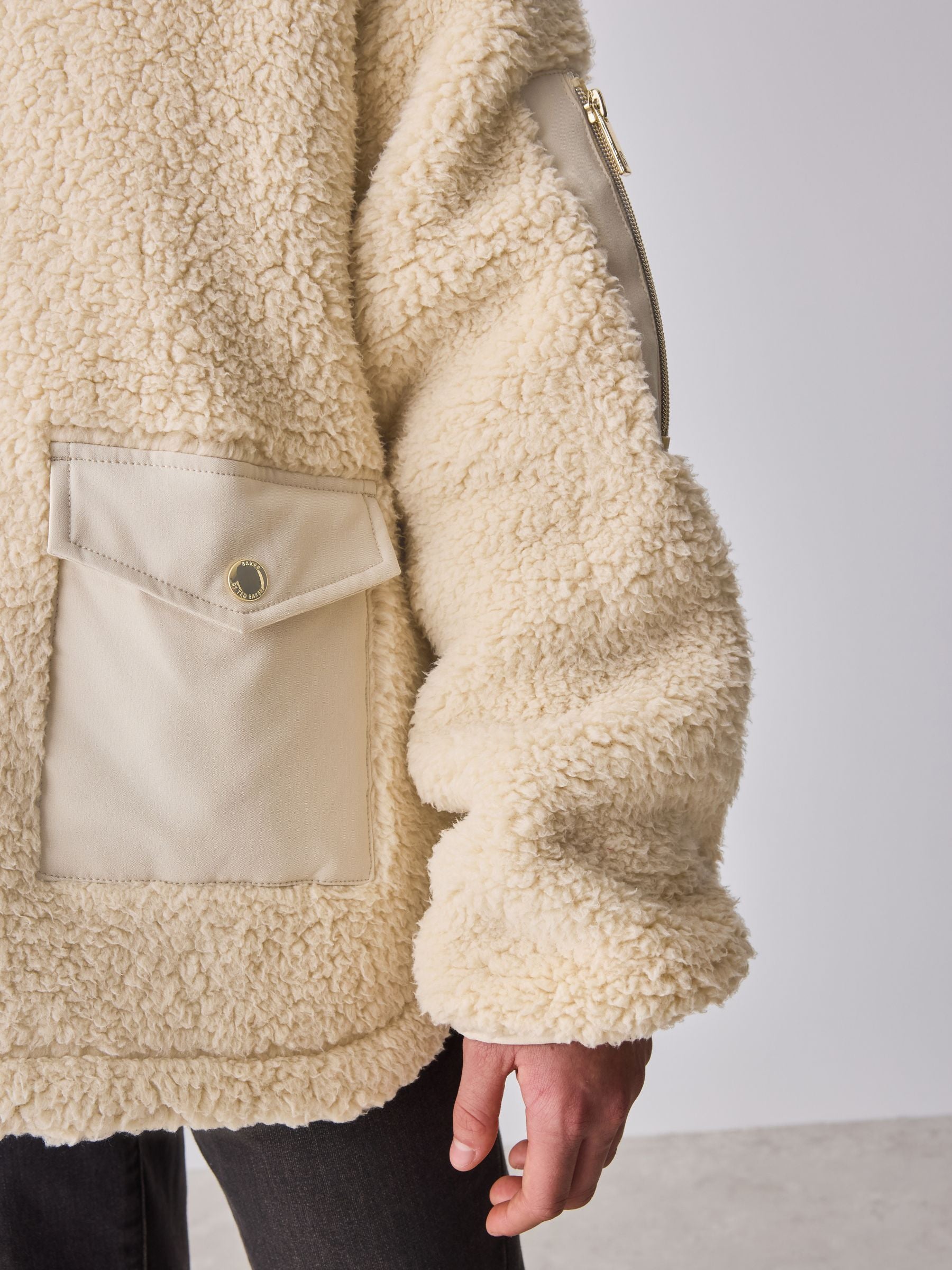 Baker by Ted Baker Zip-Through Hooded Borg Fleece Jacket image 5