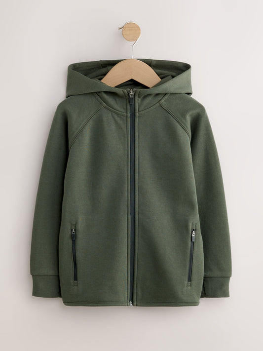 Khaki Green Tech Sportswear Zip Through Hoodie (3-16yrs)