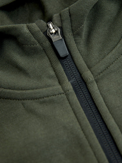 Khaki Green Tech Sportswear Zip Through Hoodie (3-16yrs)