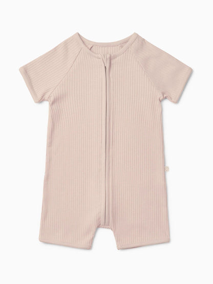 MORI Blush Pink Zip Up Summer Short Sleepsuit Romper image 2