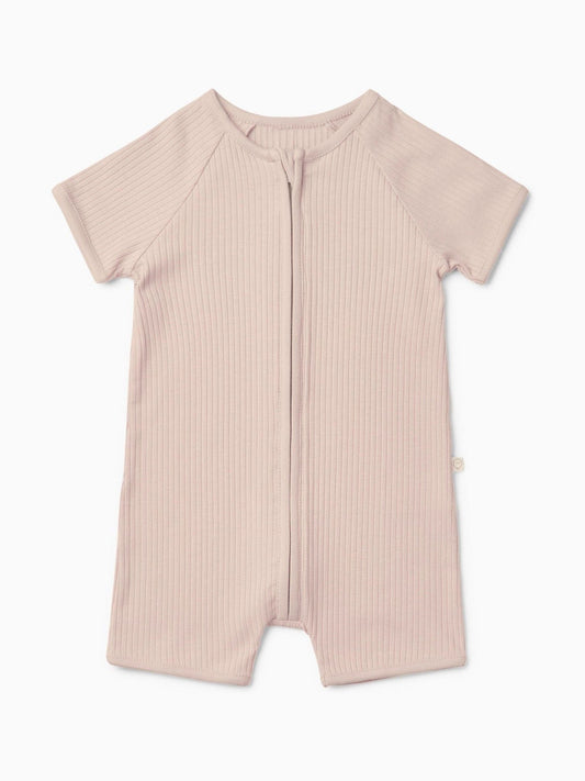 MORI Blush Pink Zip Up Summer Short Sleepsuit Romper image 2