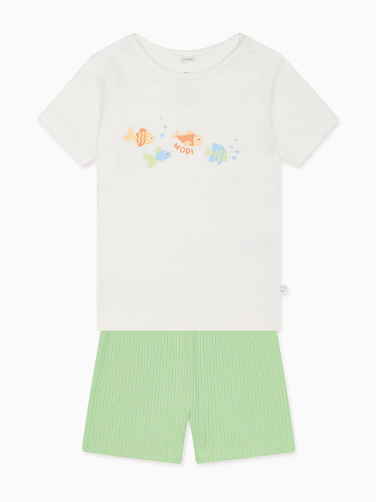 MORI Green Little Fish Shorts Pyjamas Set - image 2