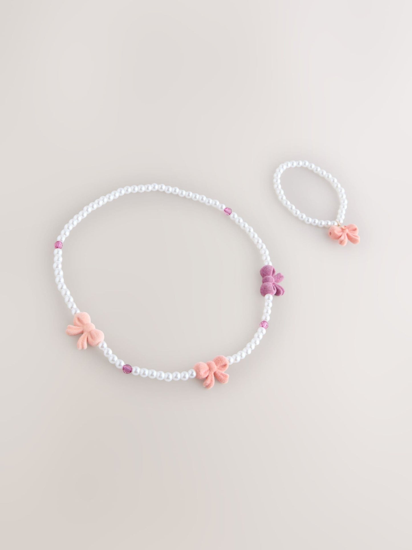 Pink Pearl Bow Jewellery Set image 1