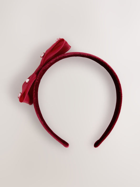 Red Velvet Bow Aliceband image 1