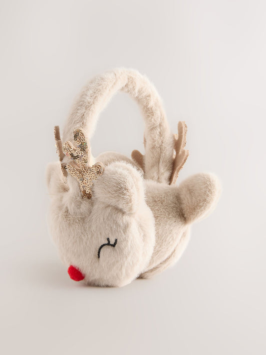 Cream Reindeer Earmuffs image 1