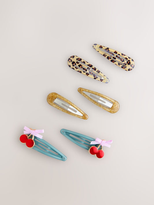Gold Leopard and Cherrys Hair Clips 6 Pack image 1