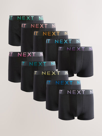 Dsiney Kidz - Black Bright Ombre Text Waistband 10 pack Cotton Rich Blend Hipster Boxers image 1