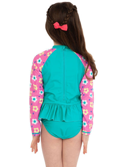 Character Blue PAW Patrol Skye Long Sleeve Floral Print Swimsuit image 2