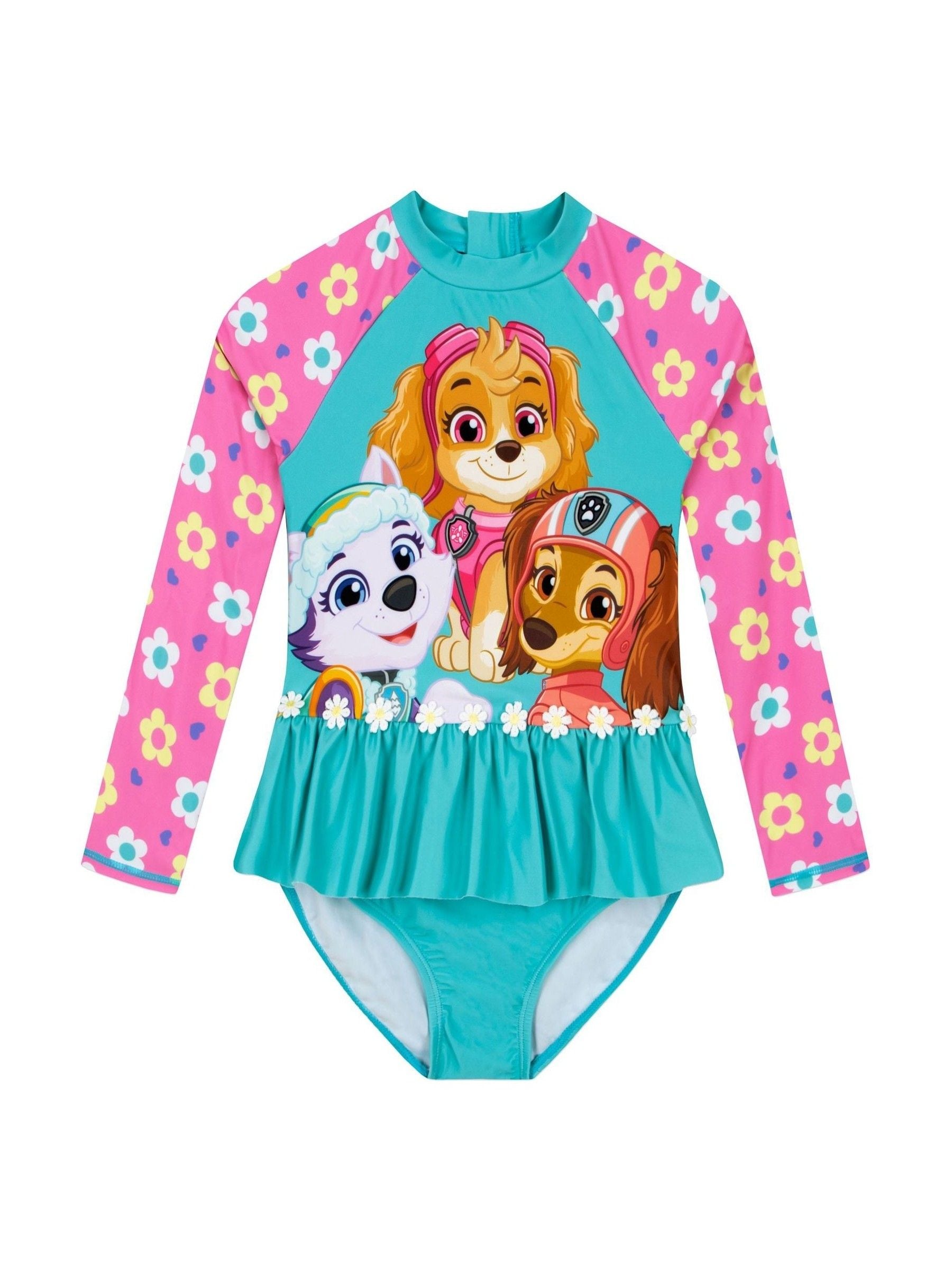 Character Blue PAW Patrol Skye Long Sleeve Floral Print Swimsuit image 7