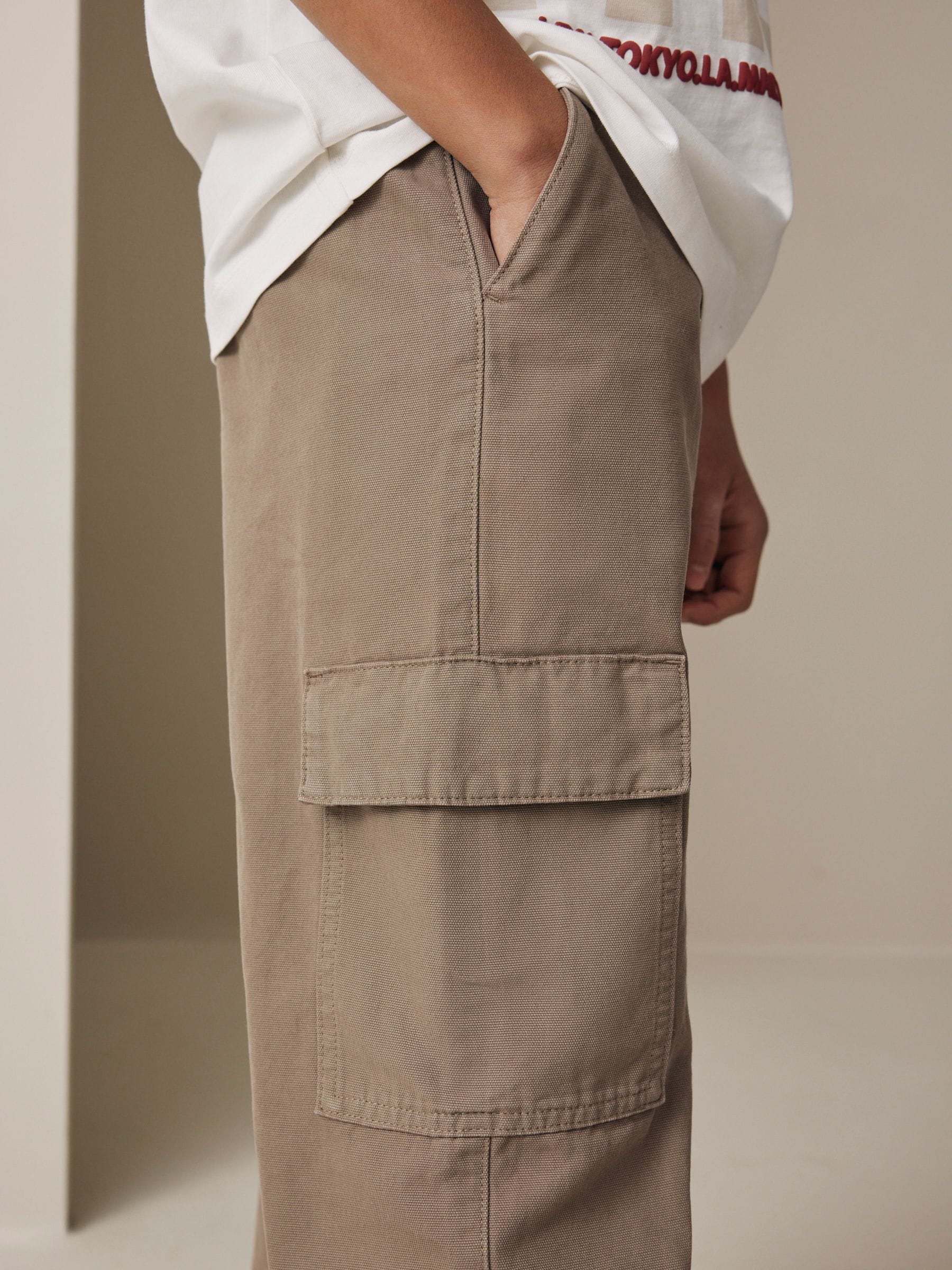 Dsiney Kidz - Tan Brown Woven Twill Cargo Trousers (3-16yrs) image 4