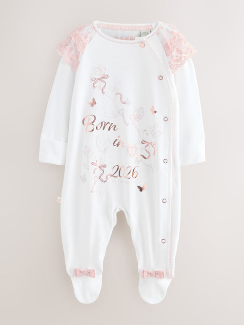 Baker by Ted Baker Born In 2026 Bunny White Sleepsuit image 1
