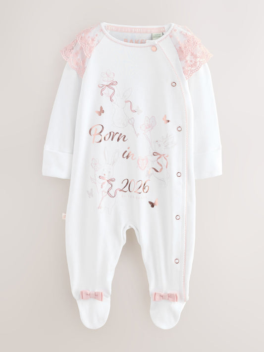 Baker by Ted Baker Born In 2026 Bunny White Sleepsuit image 1