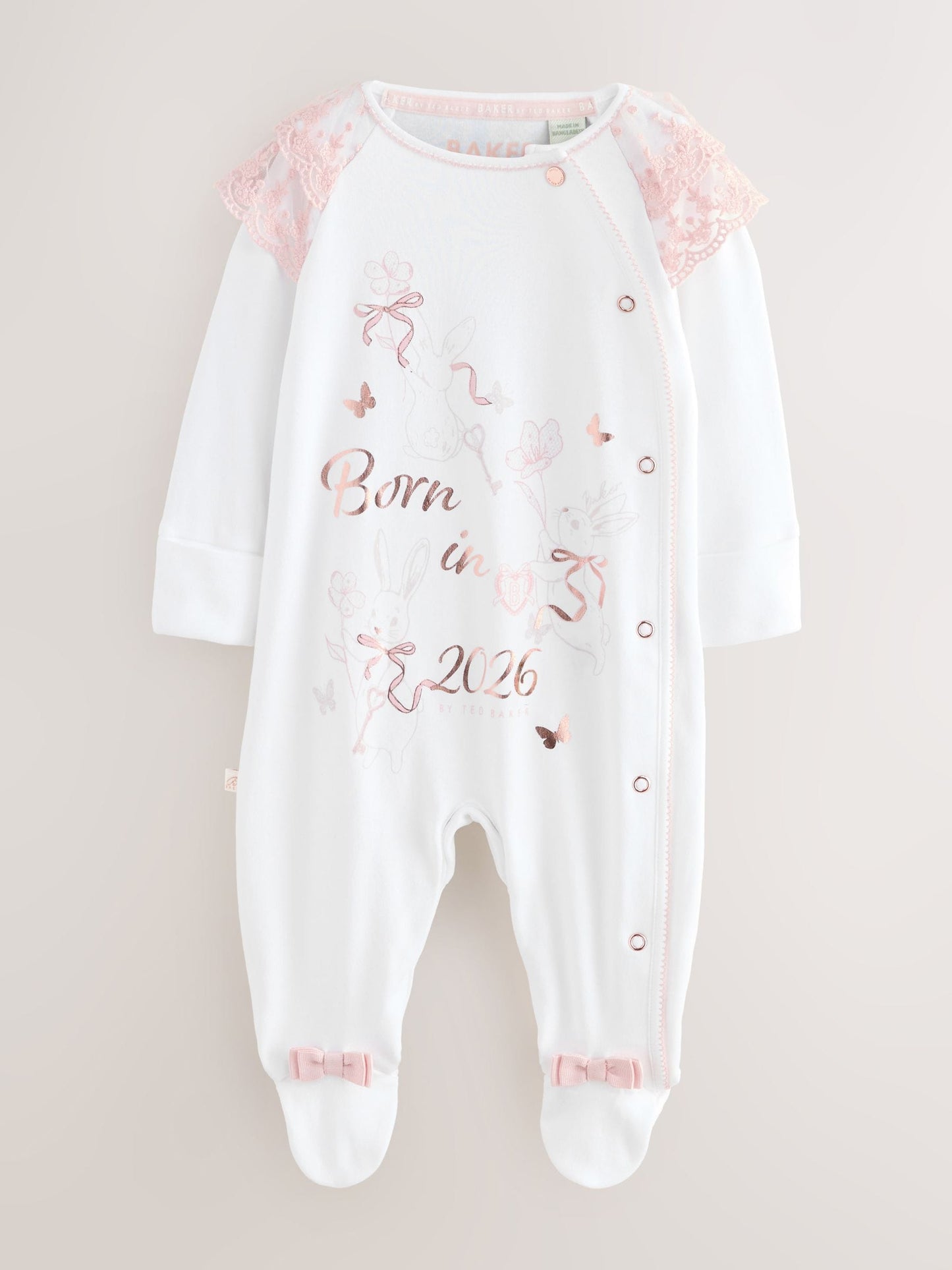 Baker by Ted Baker Born In 2026 Bunny White Sleepsuit image 1