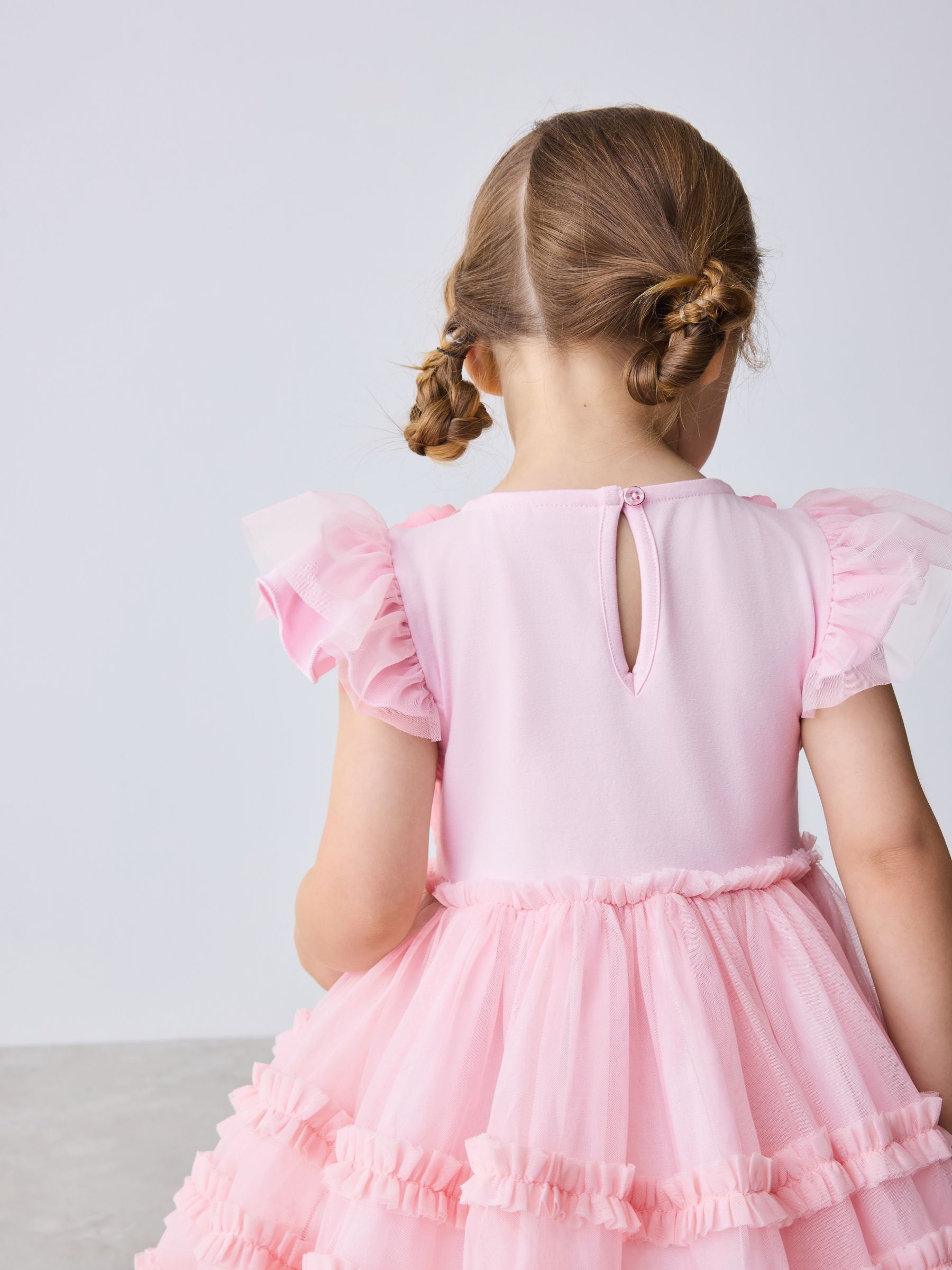 Baker by Ted Baker Pink 3D Corsage Mesh Tier Dress image 6