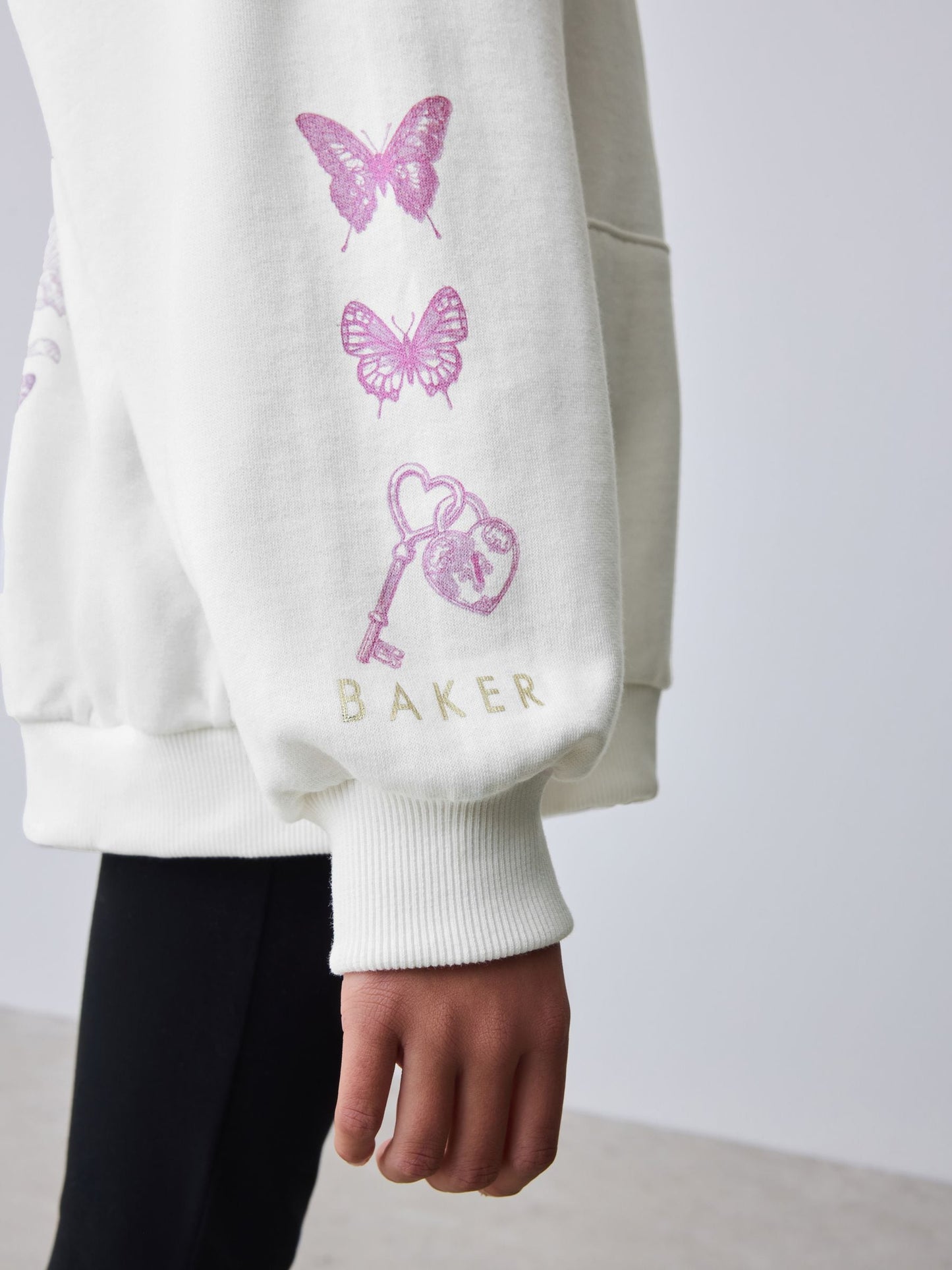 Baker by Ted Baker Cream Oversized Back Graphic Zip-Through Hoodie image 5