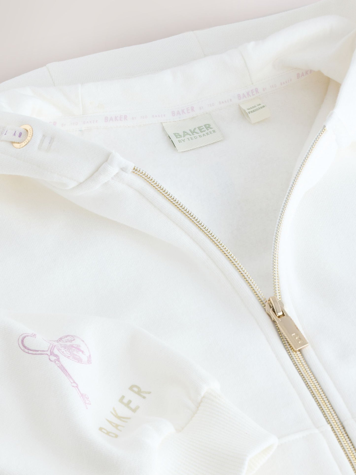 Baker by Ted Baker Cream Oversized Back Graphic Zip-Through Hoodie image 9