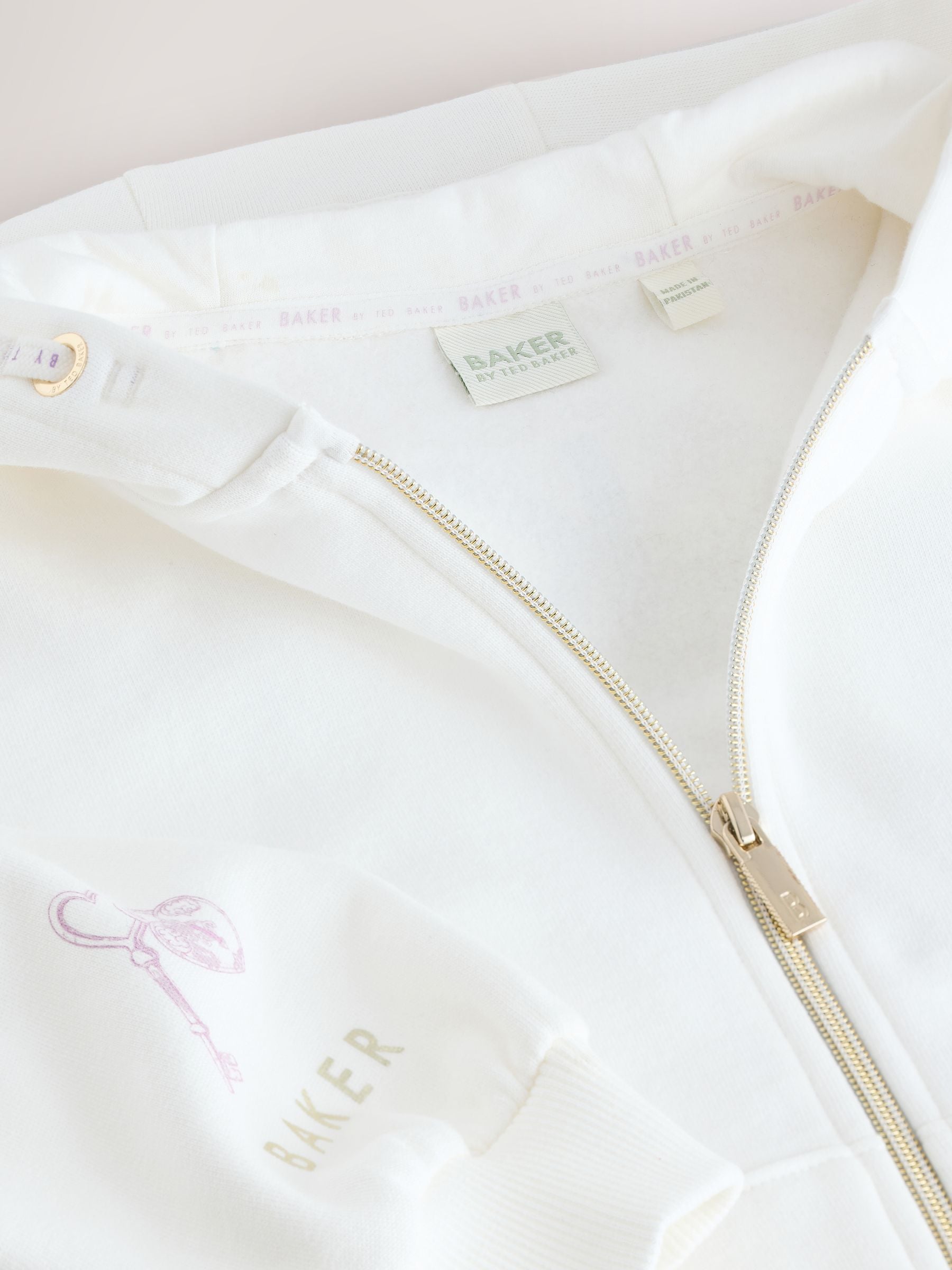 Baker by Ted Baker Cream Oversized Back Graphic Zip-Through Hoodie image 9