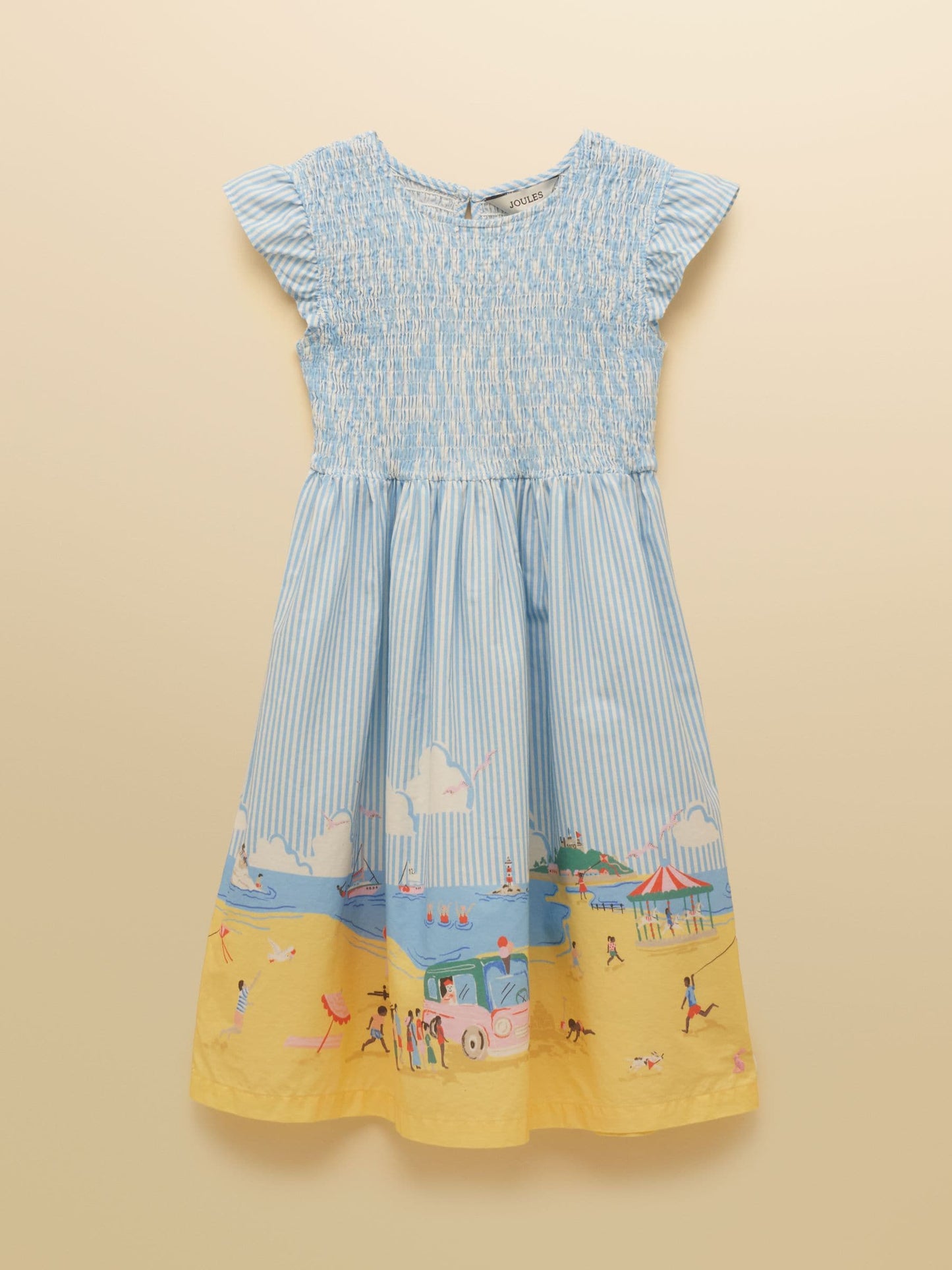 Joules Girls' Jenna Blue Scene Woven Sleeveless Midi Dress image 4